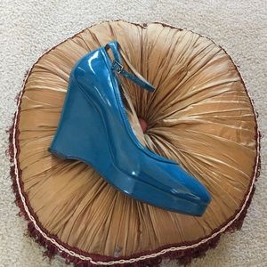 - Newport News Teal Platform Wedge Ankle Strap 11